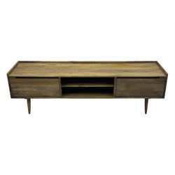 Swoon - contemporary 'Southwark' television stand, rectangular top over open shelves, flanked by two hinged cupboard doors, on rounded tapered supports