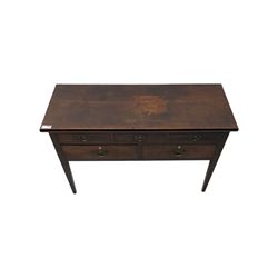 19th century mahogany side table, rectangular top over five drawers, on square tapering supports 