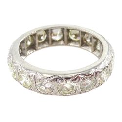 Palladium round brilliant cut diamond full eternity ring, total diamond weight approx 3.00 carat