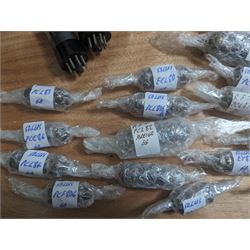 Large collection of thermionic valves/vacuum tubes, by various makers, mostly wrapped in bubble wrap with identifying stickers, together with a collection of empty valve boxes including Pinnacle, Mullard etc