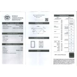 Loose emerald cut diamond stone, diamond 3.81 carat, colour L, clarity SI2, with World Gemological Institute report