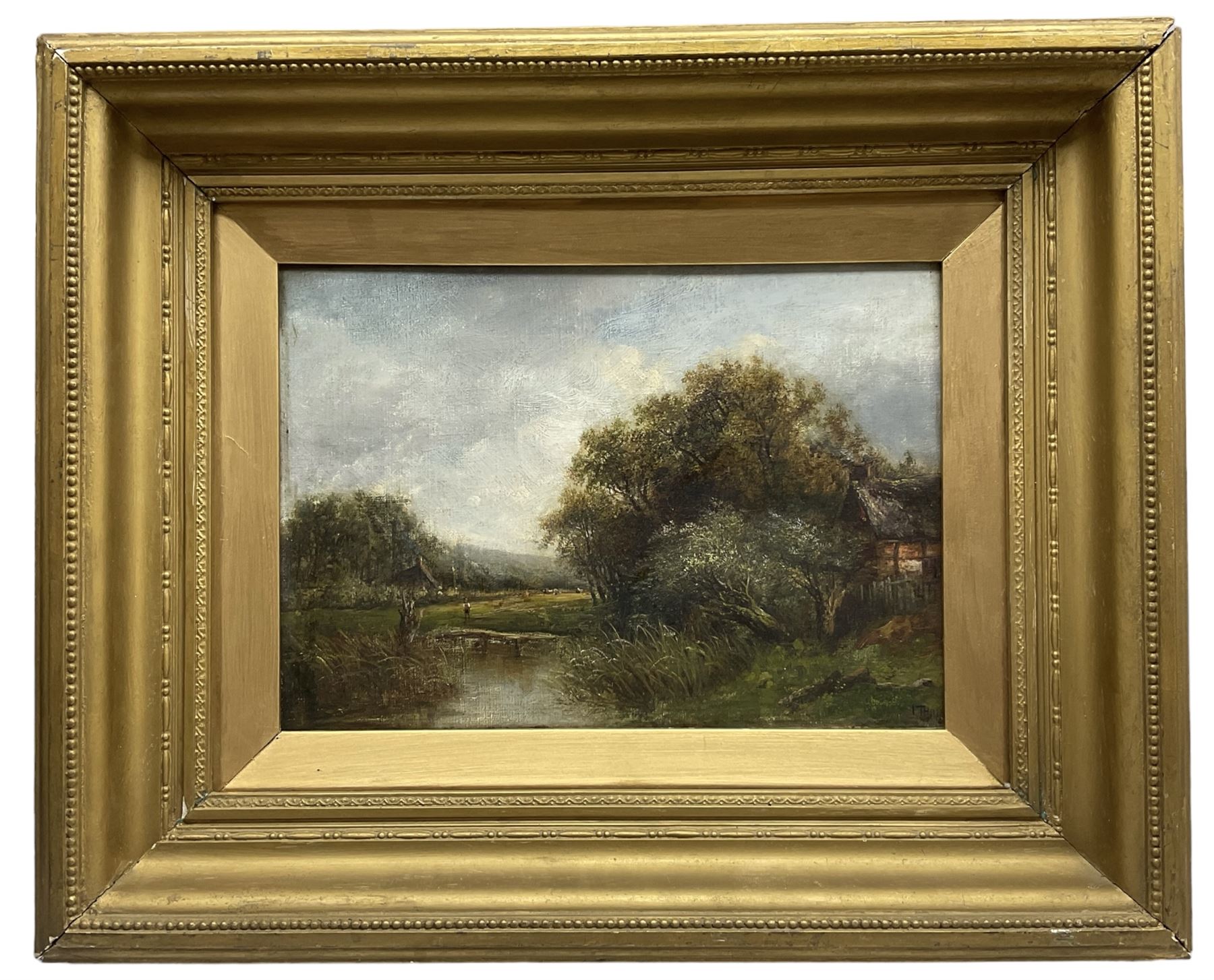 Joseph Thors (British 1863-1900): Farmstead in a Wooded Landscape, oil on canvas signed 24cm x 34cm 