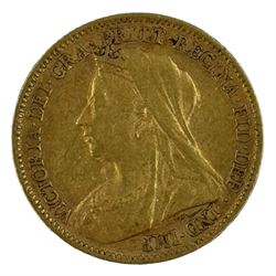 Queen Victoria 1900 gold half sovereign coin