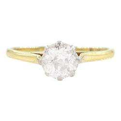 18ct gold single stone old cut diamond ring, diamond approx 0.65 carat