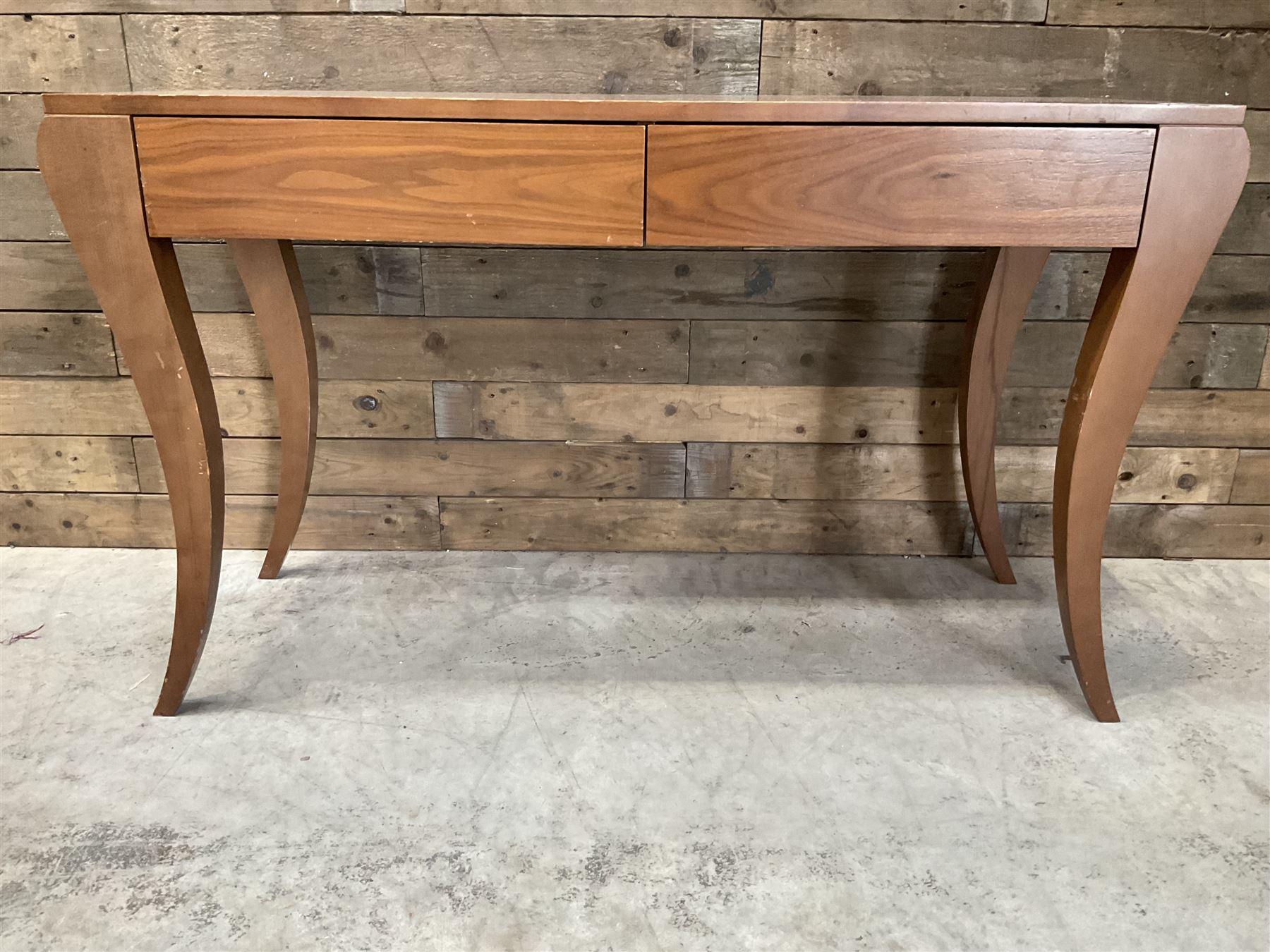 4 x walnut console dressing table with two soft-close drawers