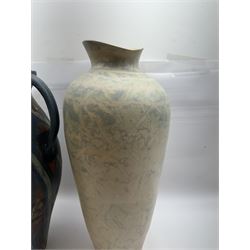 Jackie Walton; Studio pottery large jug decorated with geometric patters, together with another Jackie Walton vase, jug H52cm