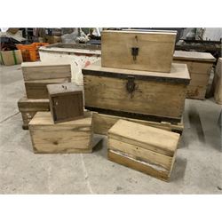 Nine 19th century and later pine boxes, various sizes - THIS LOT IS TO BE COLLECTED BY APPOINTMENT FROM THE OLD BUFFER DEPOT, MELBOURNE PLACE, SOWERBY, THIRSK, YO7 1QY