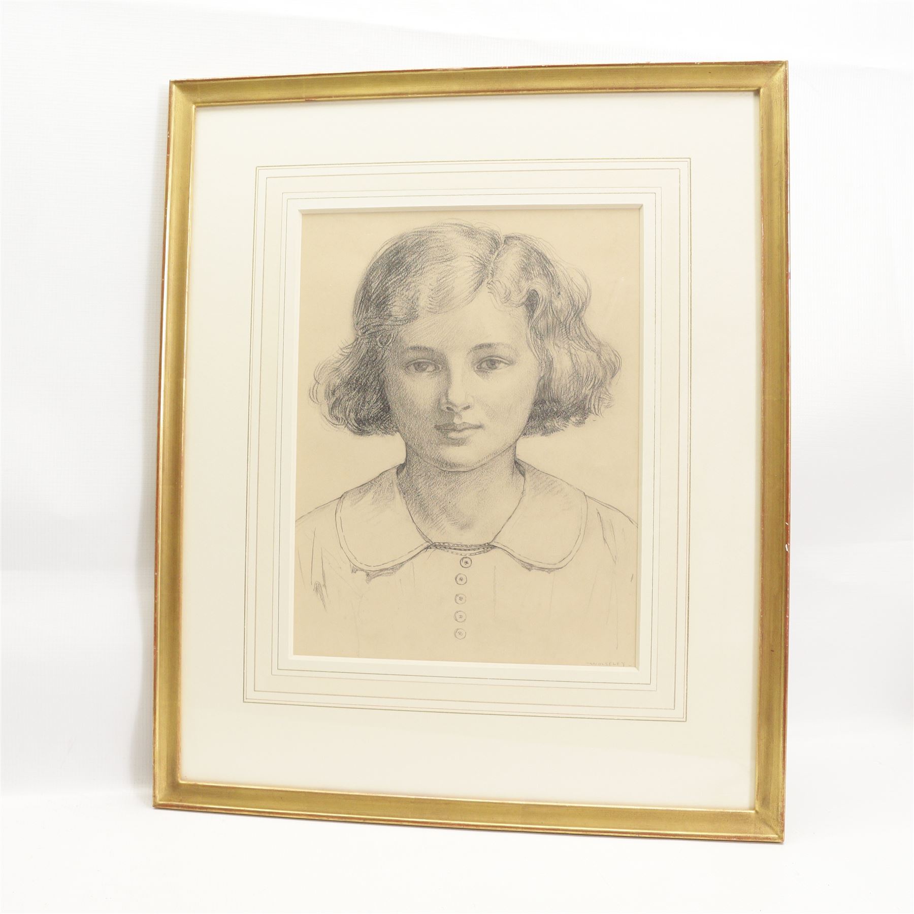 Garnet Ruskin Wolseley (British 1884-1967): Portrait of a Girl, pencil sketch signed 32cm x 25cm