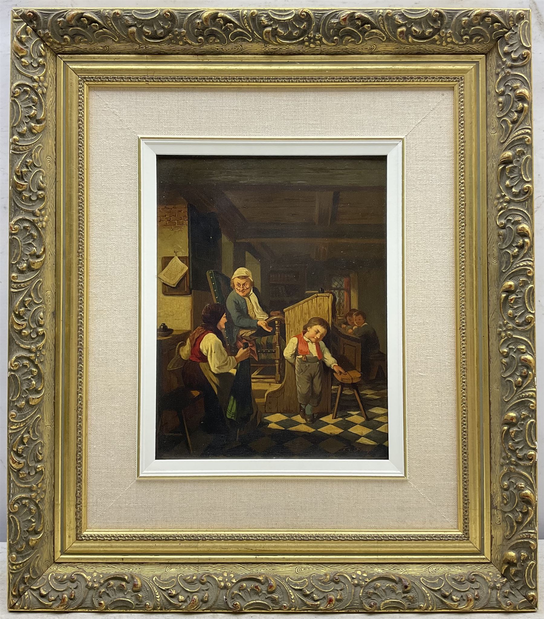 Frank Albert Philips (British 1830-1905): 'The Errant Pupil', oil on panel signed 27cm x 20cm 
Provenance: with Skinner Auctions Boston 5th March 2004 Lot 267; Christies London 6th September 1988 Lot 133 