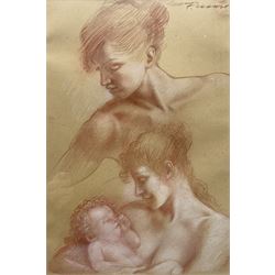 Colin S Frooms (British 1933-2017): 'Mother and Child Study', sanguine chalk signed, titled verso 32cm x 21cm 