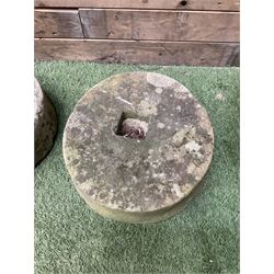 Pair of small stone mill stones and glazed pancheon  - THIS LOT IS TO BE COLLECTED BY APPOINTMENT FROM DUGGLEBY STORAGE, GREAT HILL, EASTFIELD, SCARBOROUGH, YO11 3TX