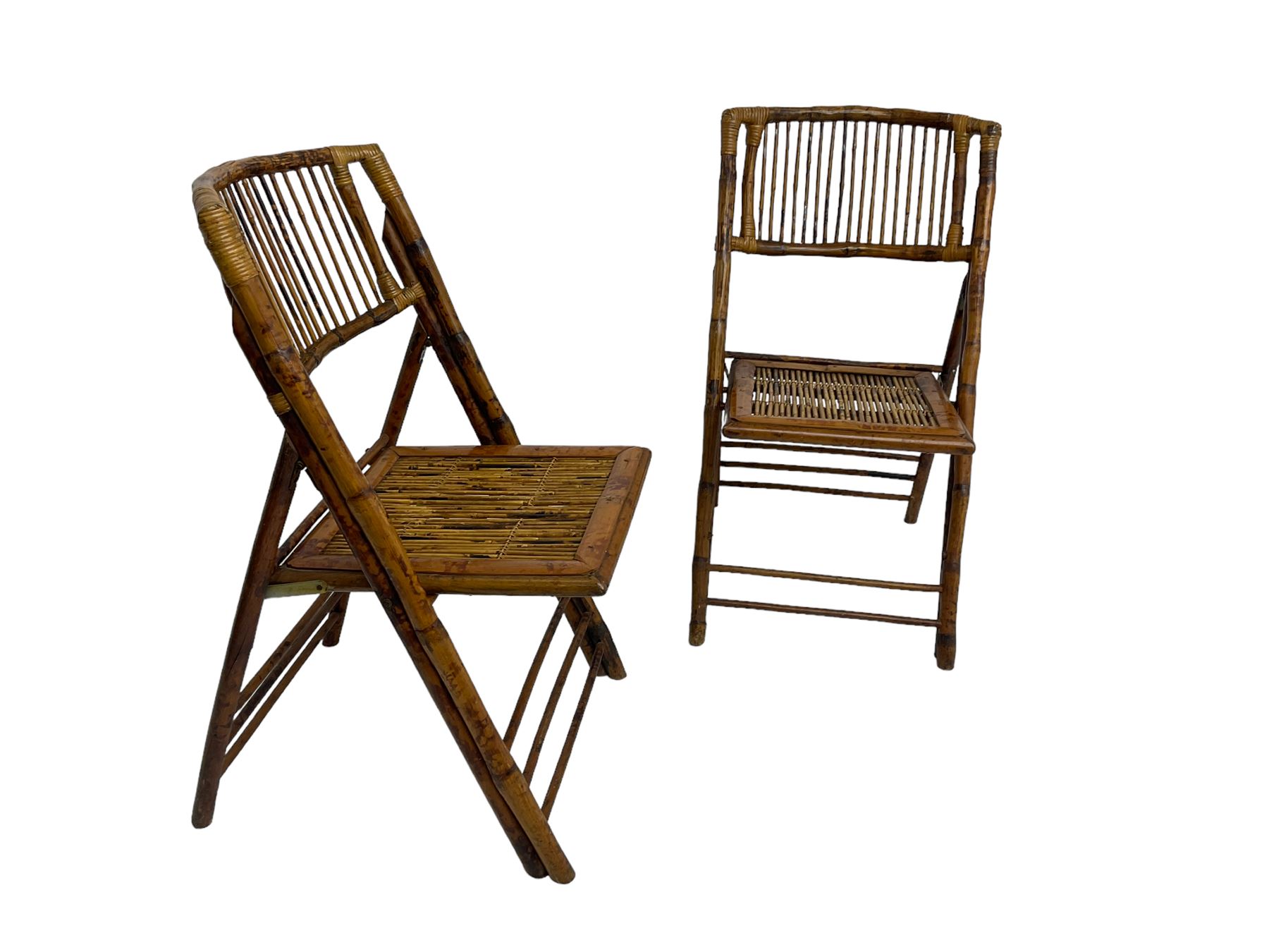 Mid-20th century bamboo framed folding chairs