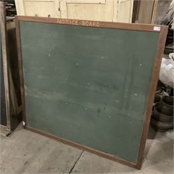 20th century mahogany framed ‘Notice Board’ (128cm x 119cm); and a wooden framed chalkboard (128cm x 130cm) - THIS LOT IS TO BE COLLECTED BY APPOINTMENT FROM THE OLD BUFFER DEPOT, MELBOURNE PLACE, SOWERBY, THIRSK, YO7 1QY