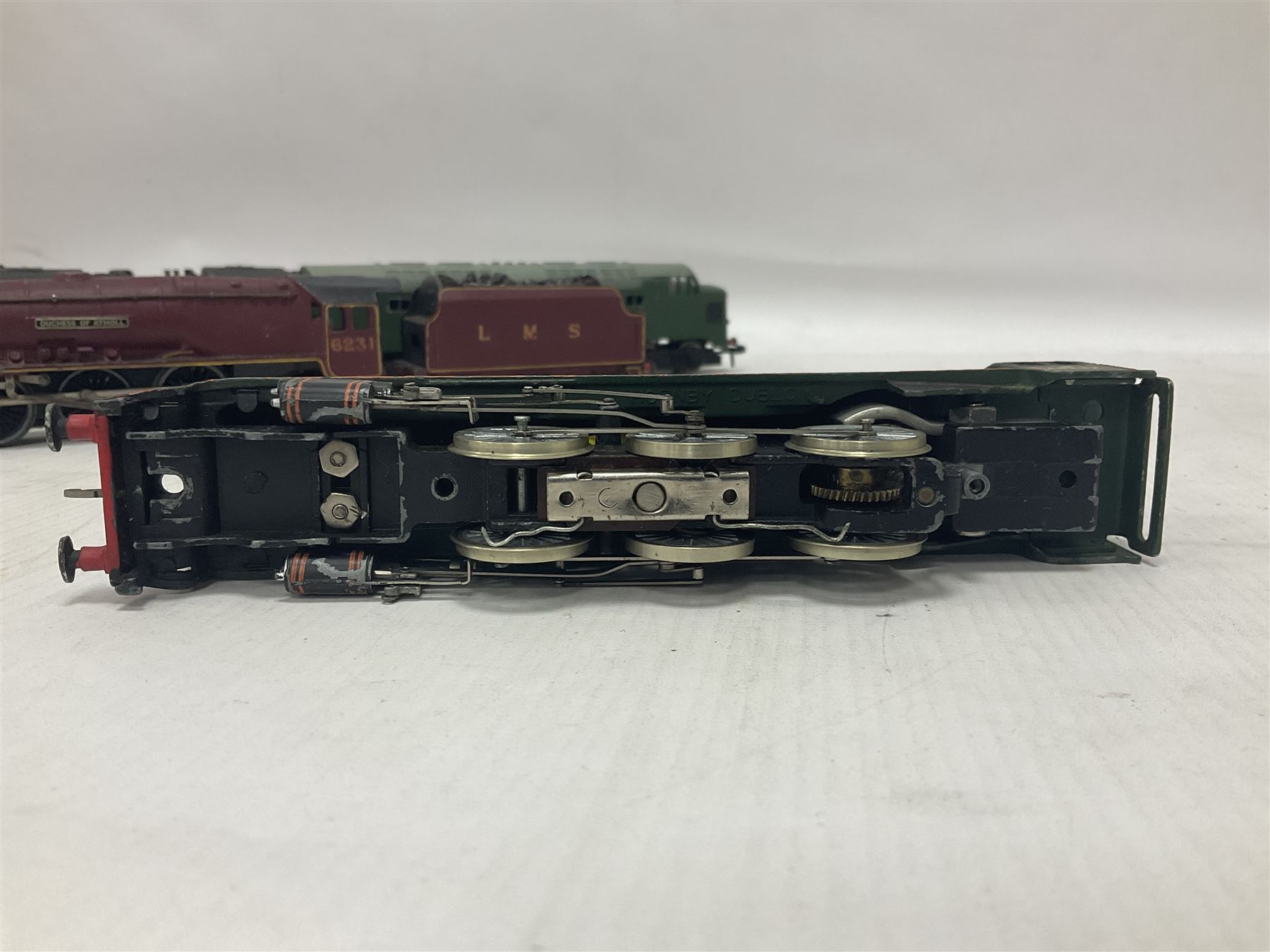 Hornby Dublo - five locomotives comprising Duchess Class ‘Princess of Montrose’ 4-6-2 no.46232 in BR green; Duchess Class ‘Duchess of Atholl’ 4-6-2 no.6231 in LMS crimson; Standard Class 4MT Stannier Tanks 2-6-4 nos.80054 and 80033 in BR black; Diesel Co-Co locomotive in BR green (no number); all loose (6) 