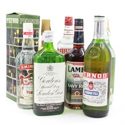 Mixed alcohol; Lamb's navy rum, Gordons gin, Pernod, Southern Comfort etc (7)