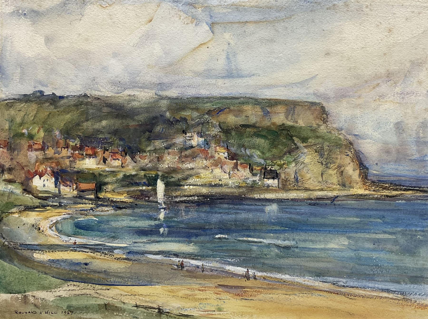 Rowland Henry Hill (Staithes Group 1873-1952): Runswick Bay, watercolour signed and dated 1927, 27cm x 36cm (unframed)