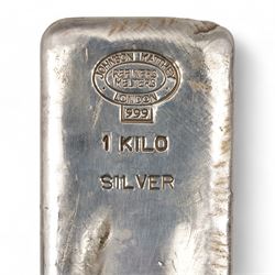 Johnson Matthey London one kilo fine silver bullion bar