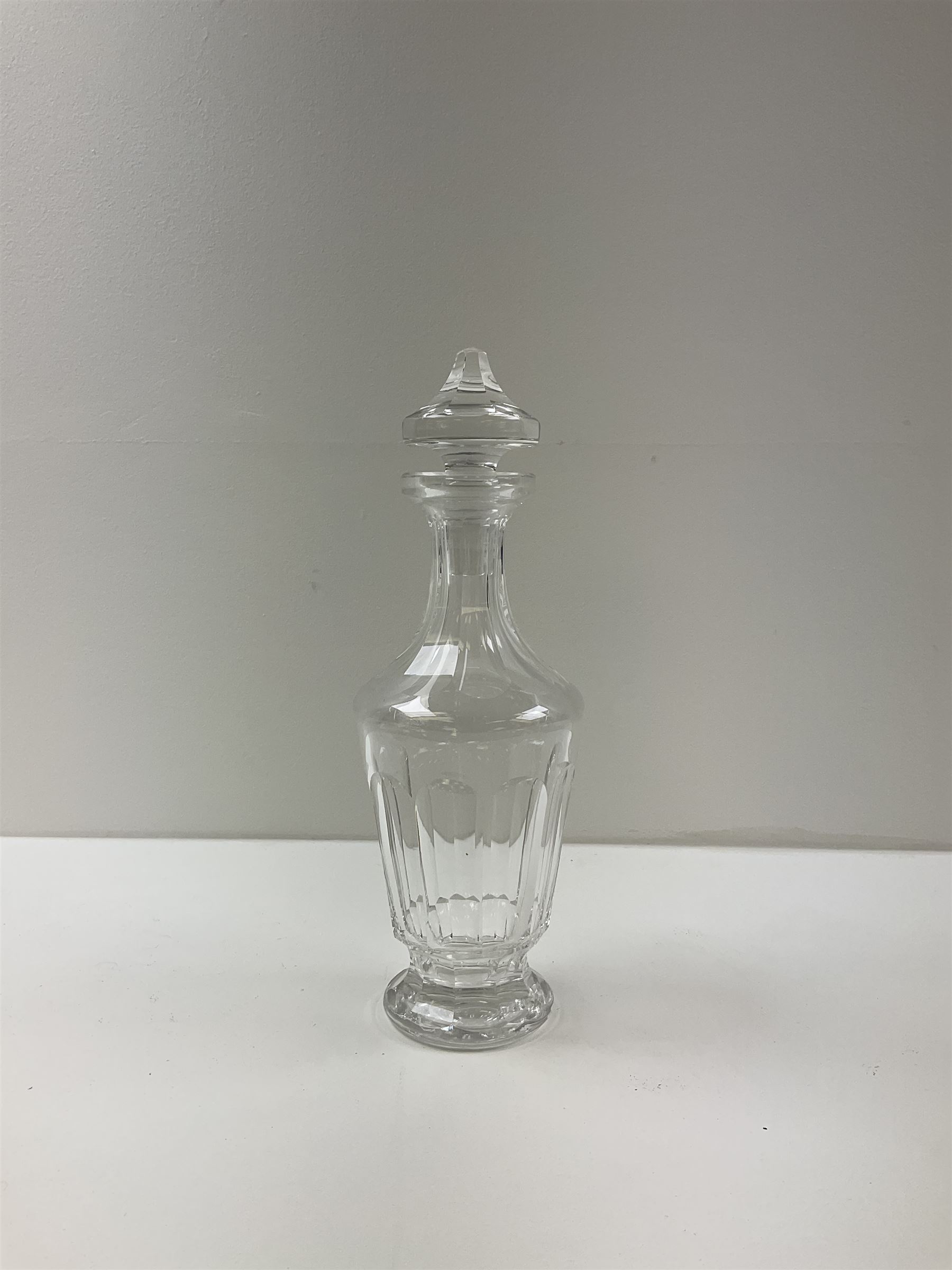 Orrefors glass decanter, singed to base, together with two Waterford cut crystal decanters, tallest H34cm