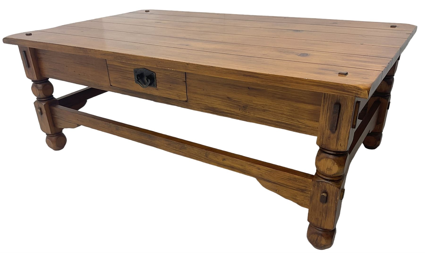 Rectangular hardwood coffee table, fitted with single drawer