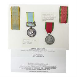 Victoria Crimea Medal with Sebastopol clasp awarded to G. Chammings H.M.S. Valorous; and a...