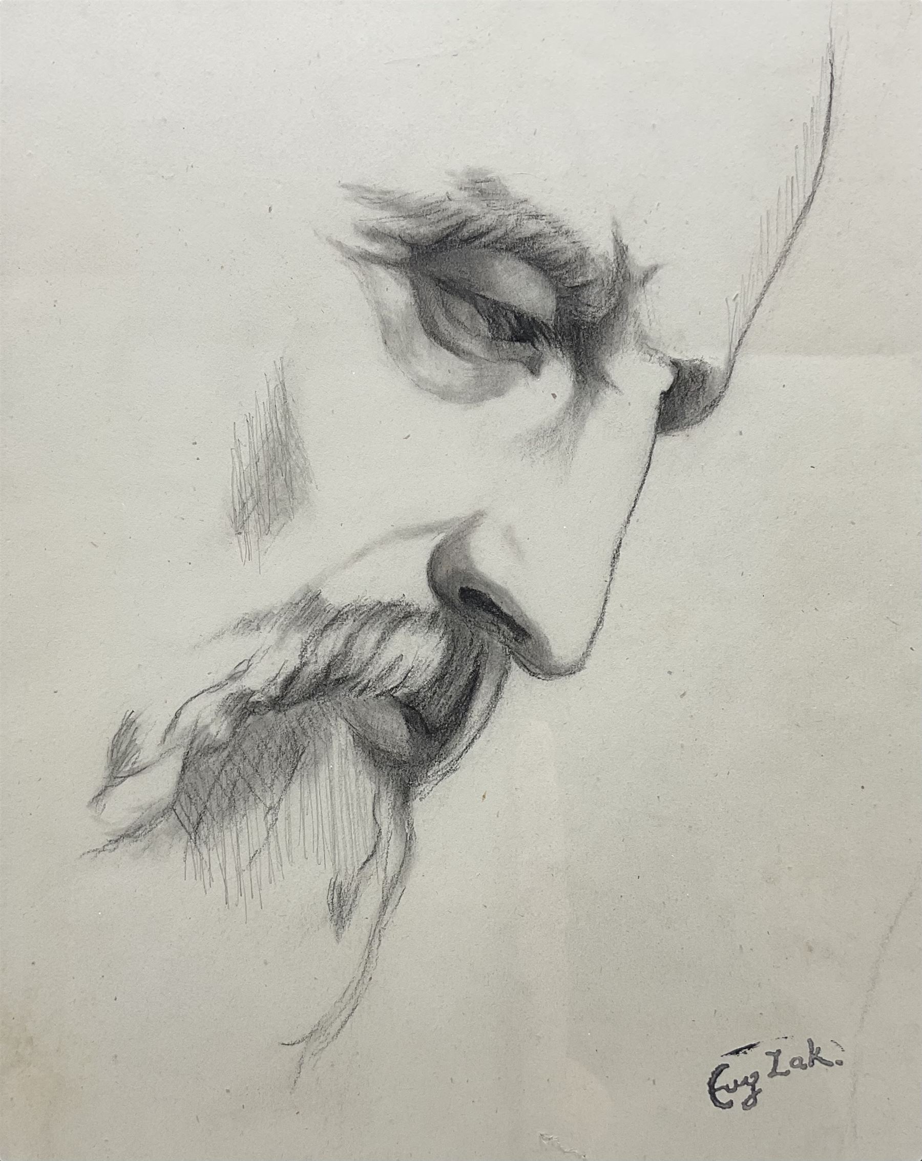 Eugene Zak (Belarus 1884-1926): Profile of a Gentleman, pencil sketch signed with Studio Stamp 22cm x 18cm