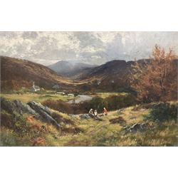 William Alfred Ellerby (British 1856-1932): Highland Landscape with Loch, oil on canvas si...