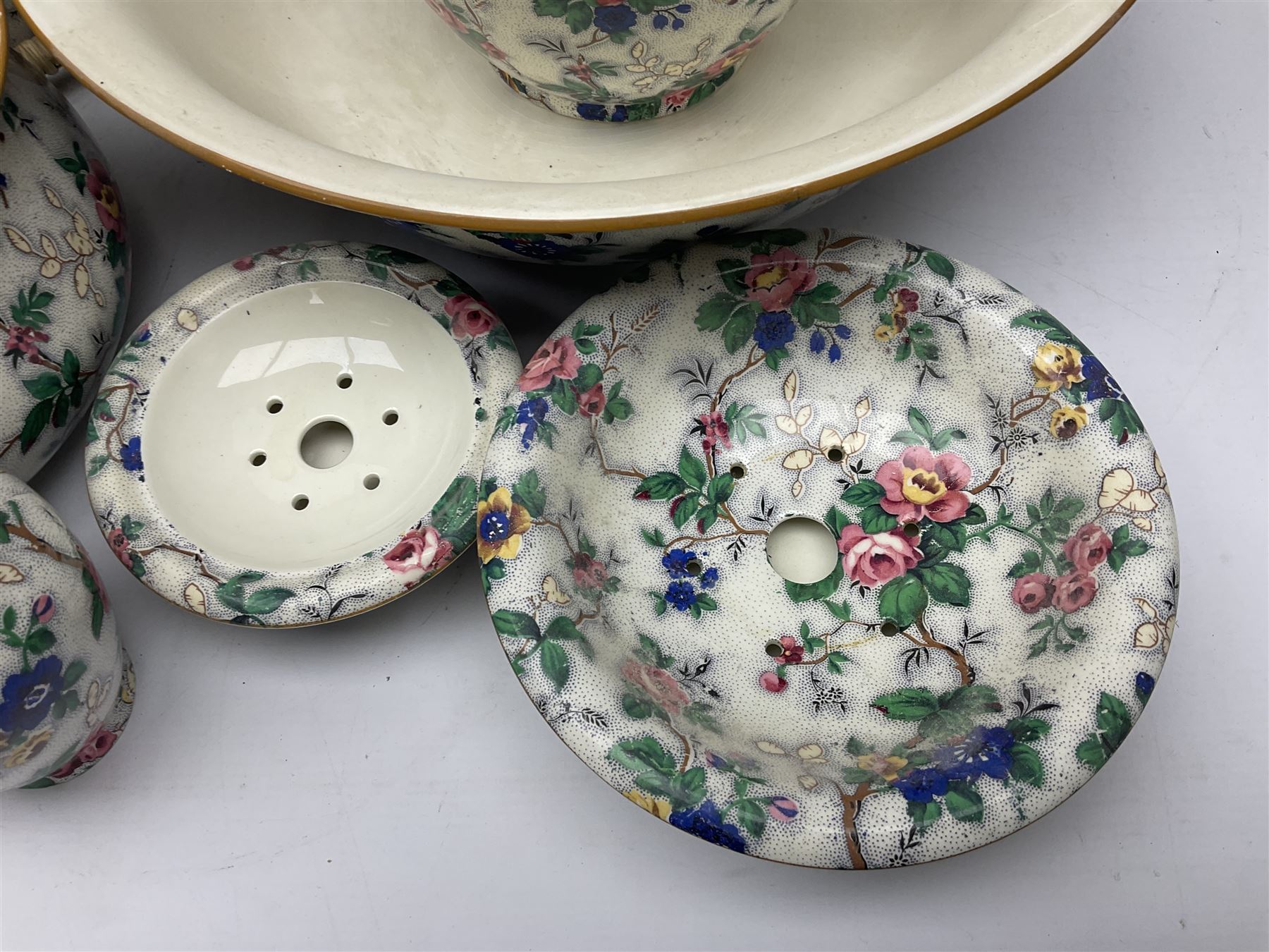 Crown Ducal chintz wash set including jug, wash bowl, chamber pot, etc