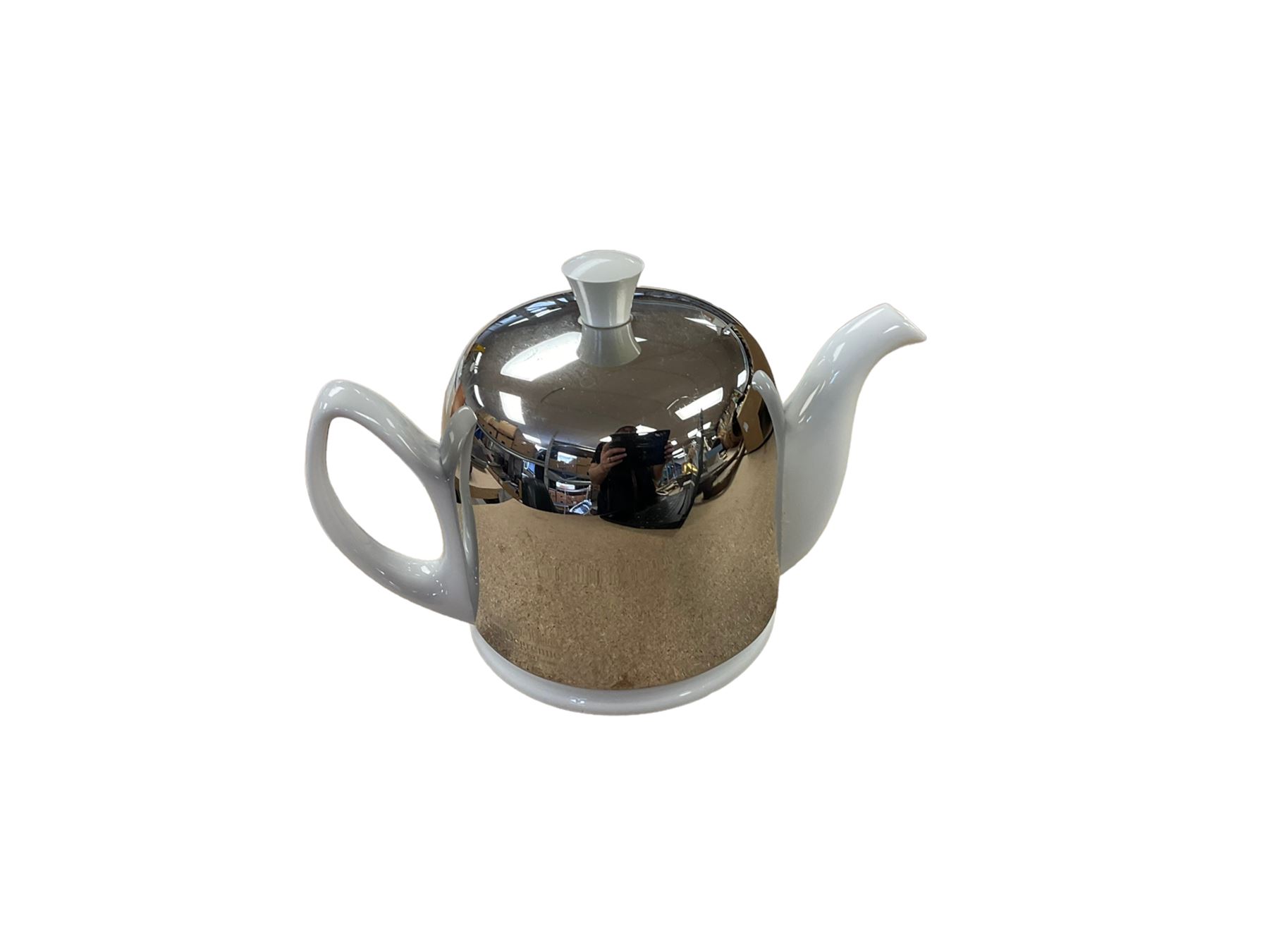 Degrenne Salam White Teapot, together with a collection of silver plated trophy's, etc 