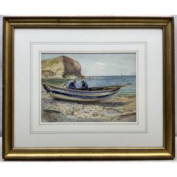 Robert Jobling (Staithes Group 1841-1923): Coble at Staithes, watercolour signed and dated 'Aug 1913', 24cm x 32cm