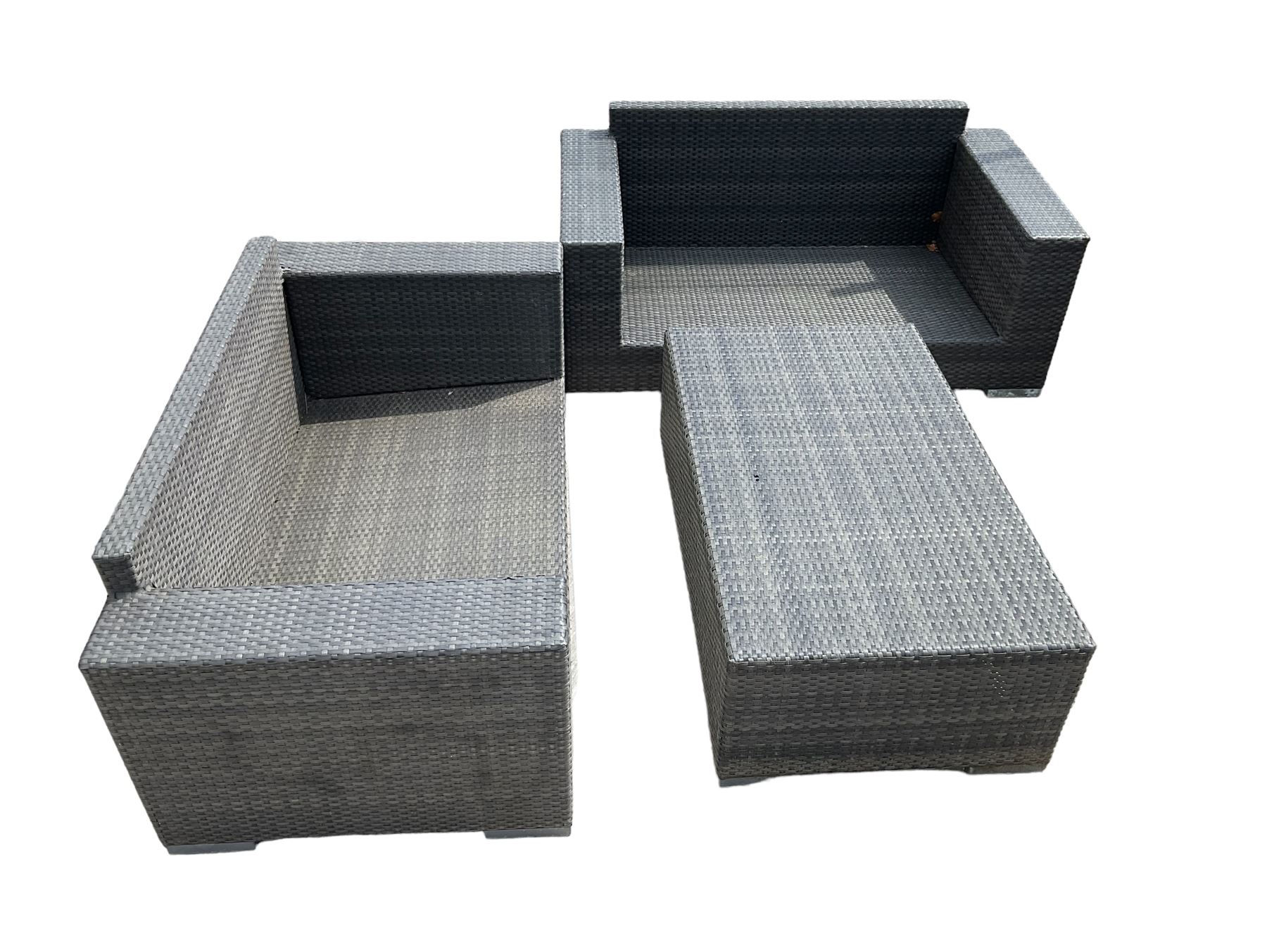 1 x Pair of Skyline Design rattan garden sofas with matching coffee table