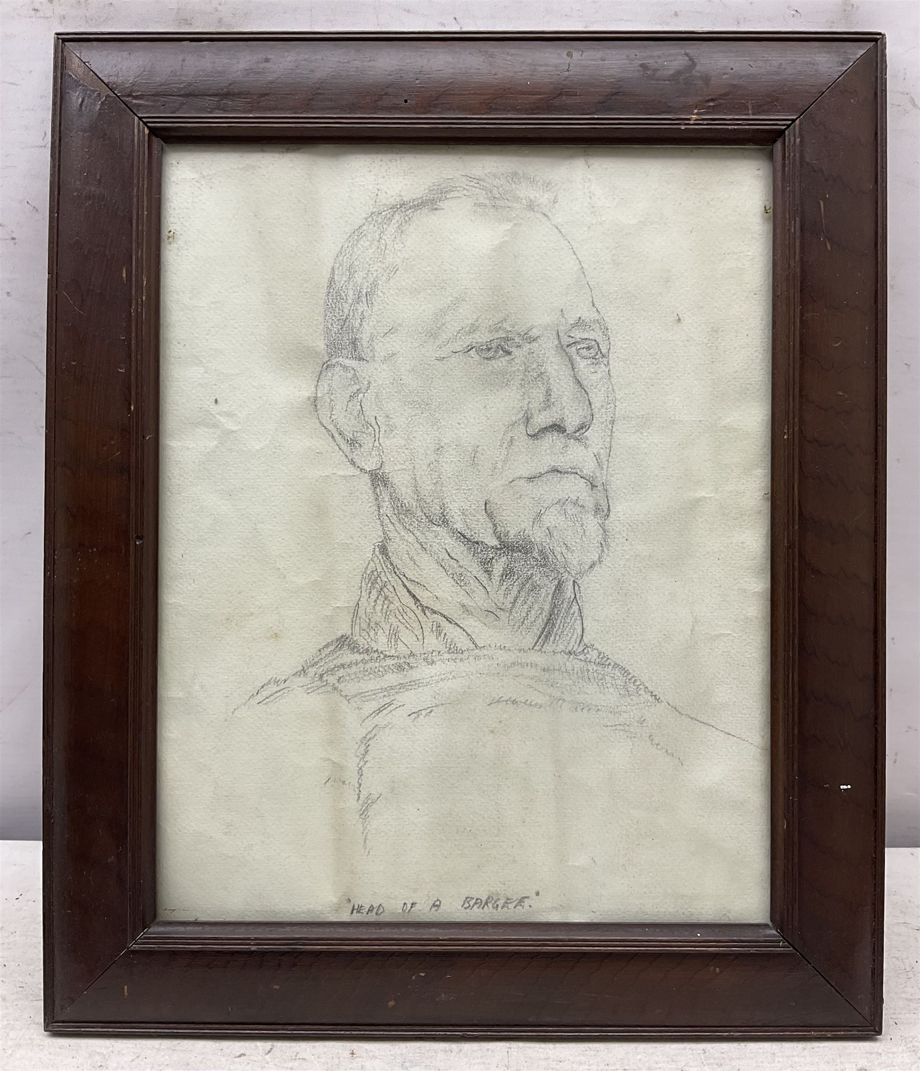 English School (Late 19th Century): 'Head of a Bargee', pencil sketch unsigned and titled 30cm x 23cm 