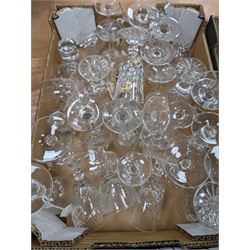 Collection of glassware, including paperweights, decanters, vases, bowls, drinking glasses, etc, in six boxes 