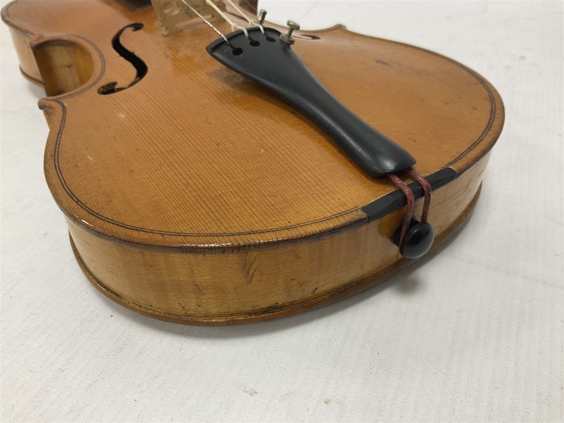 19th century 3/4 size violin in its original fitted wooden “coffin case” Overall length 53cm No bow