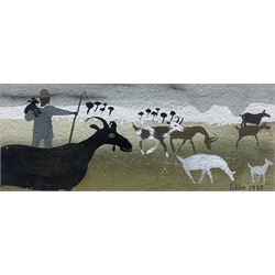 Mary Fedden OBE RA RWA (British 1915-2012): The Goat Herder, watercolour and ink signed an...