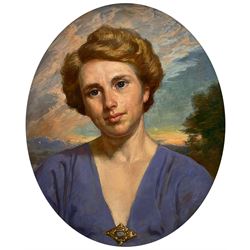 Max Colombo (German 1877-1970): Portrait of a Lady, oil on oval panel, signed and dated 1943 verso 41cm x 35cm 