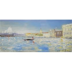 Charles Pelletier (British 1922-2005): Venice Grand Canal, pastel signed 13cm x 28cm