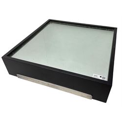 Contemporary black lacquered mirrored lamp or coffee table on castors 