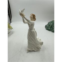 Seven Royal Doulton figures, including Amy's Sister HN3445, Elyse HN2474, With Love HN3393 etc