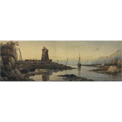 Richard Henry Nibbs (British 1816-1893): Lynmouth Harbour - Devon, watercolour signed 27cm x 76cm