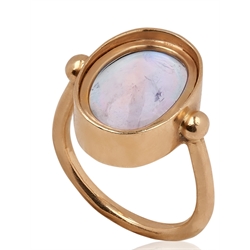18ct gold oval cabochon rainbow moonstone ring, hallmarked
[image code: 4mc]