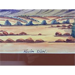 Kevin Wirri (Aboriginal Australian 1953-): Outback Landscape, watercolour signed 36cm x 48cm 
