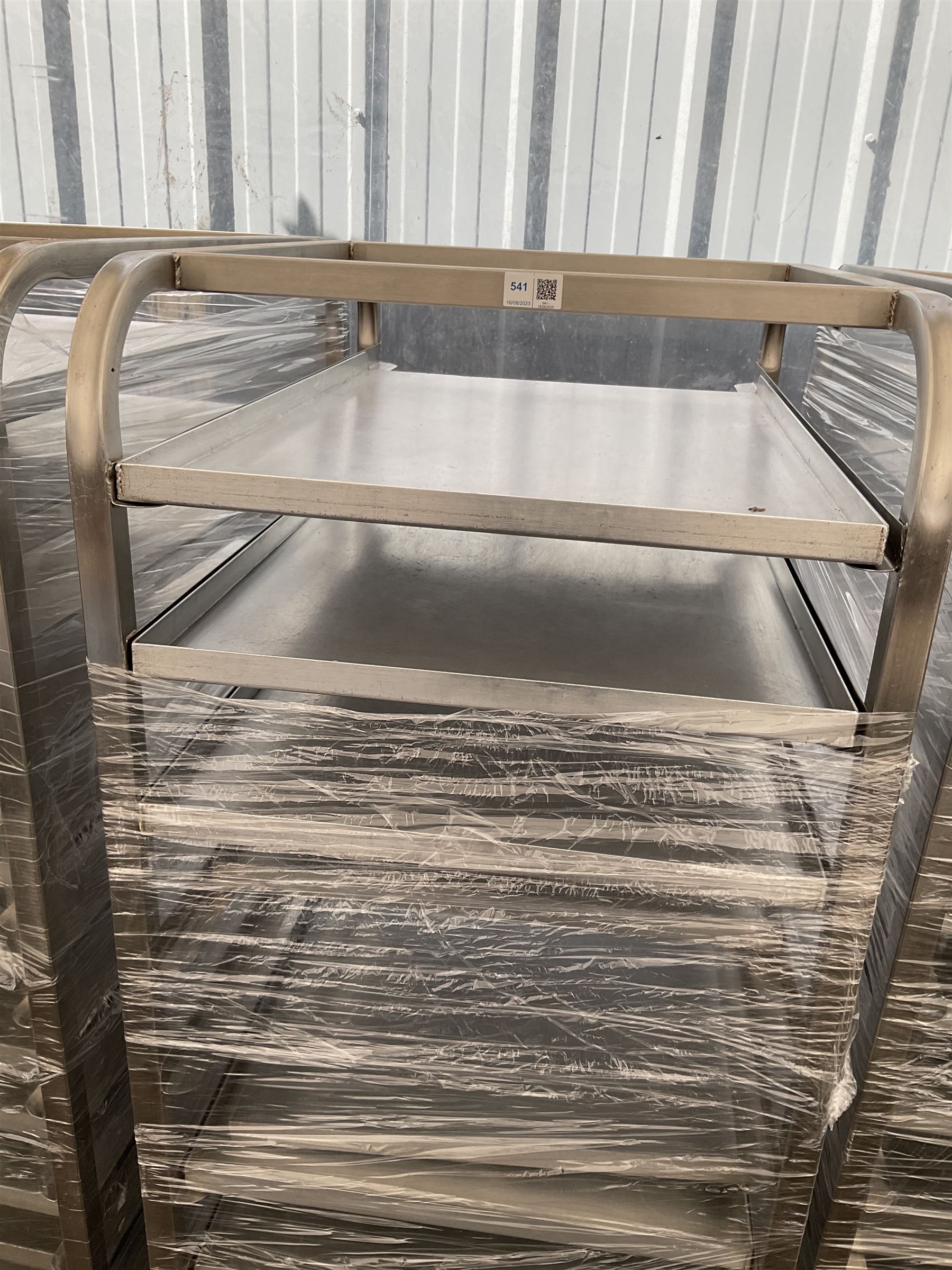 Stainless steel commercial tray rack trolley, 18 racks complete with 18 aluminium trays, tray size 66cm x 46 cm - THIS LOT IS TO BE COLLECTED BY APPOINTMENT FROM DUGGLEBY STORAGE, GREAT HILL, EASTFIELD, SCARBOROUGH, YO11 3TX