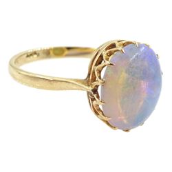 Gold single stone opal ring, stamped 9ct, opal approx 2.80 carat