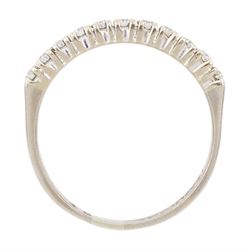 18ct white gold round cut diamond half eternity ring, Birmingham 1965, total diamond weight approx 0.35 carat 