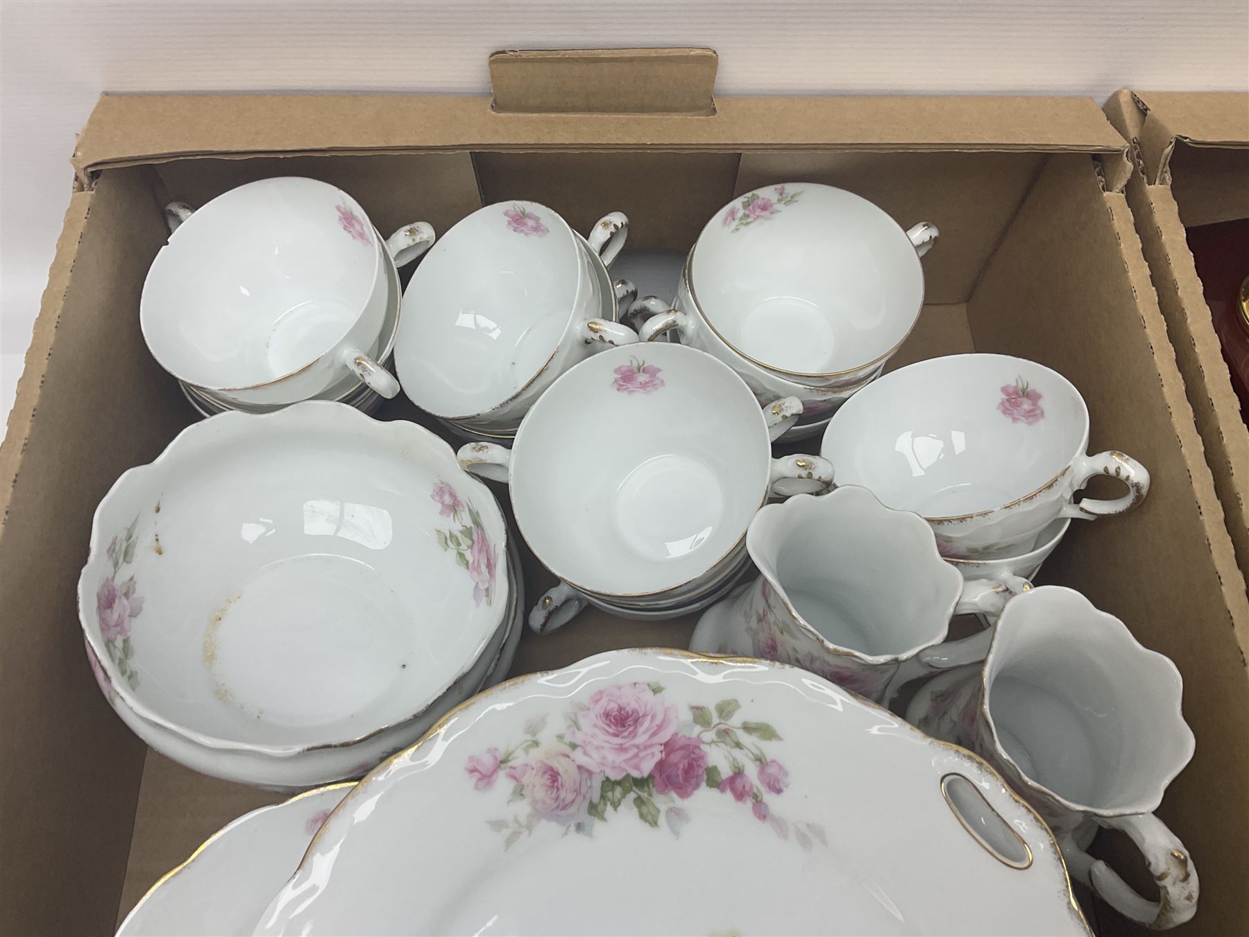 Tea service decorated with roses, together with Victorian and later ceramics etc, in four boxes