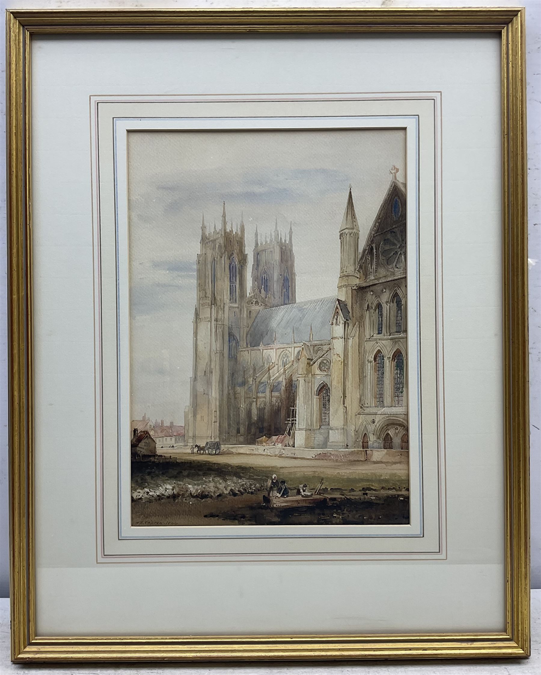 Henry Barlow Carter (British 1804-1868): Beverley Minster, watercolour signed and dated 1844, 36cm x 25cm