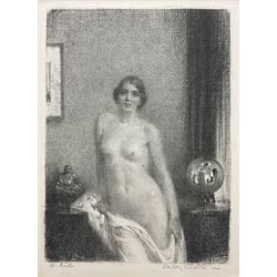Stanley Cursiter CBE RSA (Scottish 1887-1976): 'A Nude', monochrome lithograph on Japan paper signed and titled in pencil pub. 1915, 24cm x 17cm