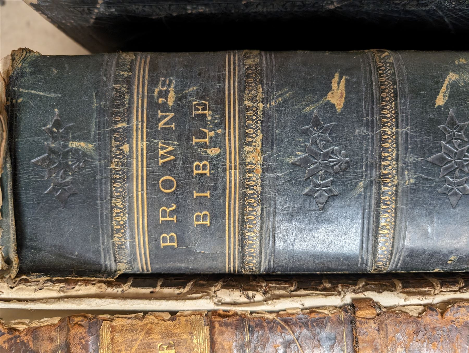 Three family bibles, including two Brown's Bibles