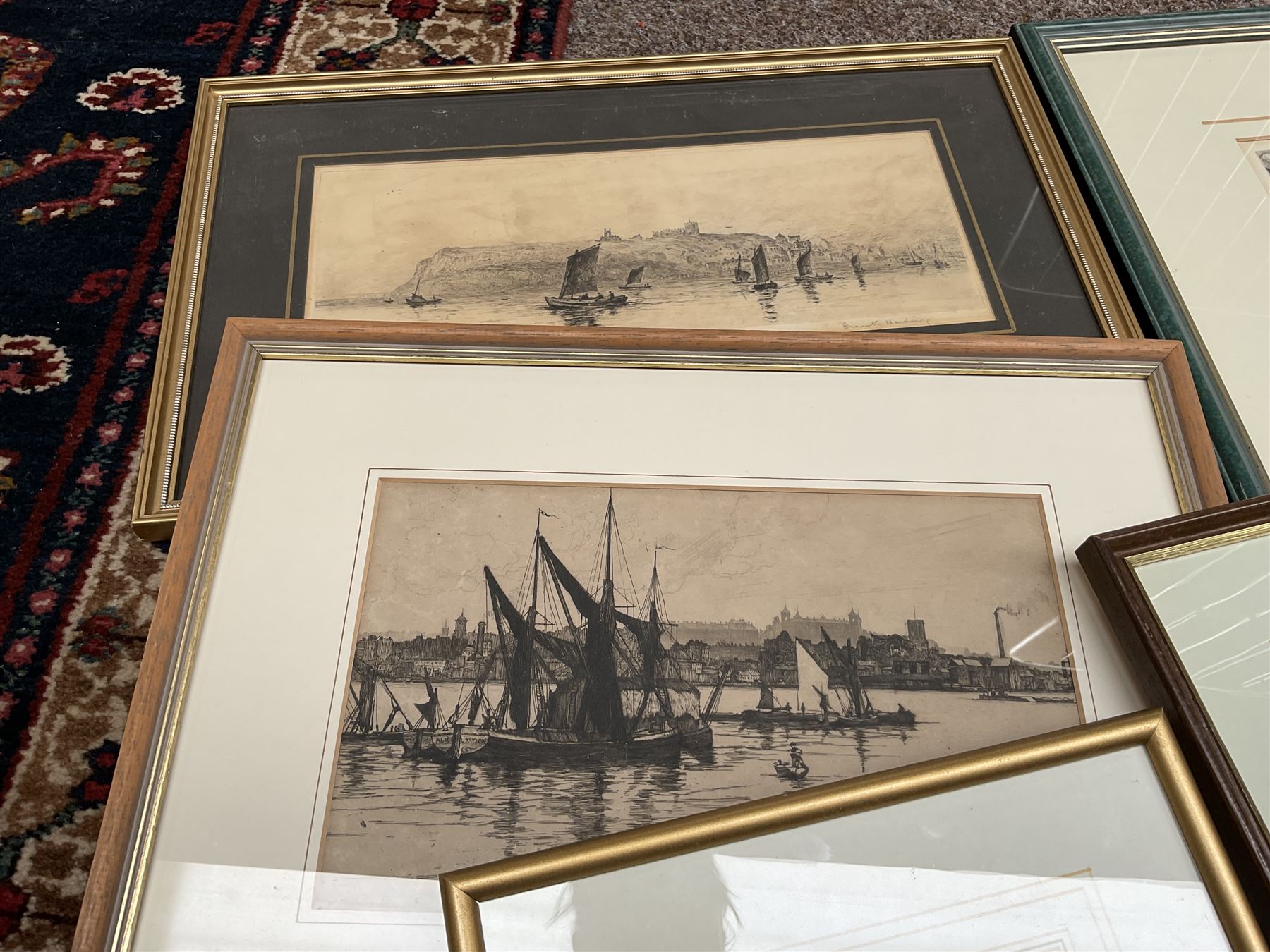 Collection of etchings including one of Whitby by various hands to include Edward Cherry, H Parkinson, Frank H etc (16)