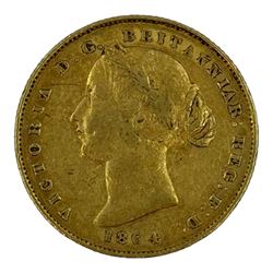 Queen Victoria Australia 1864 gold full sovereign coin, Sydney mint